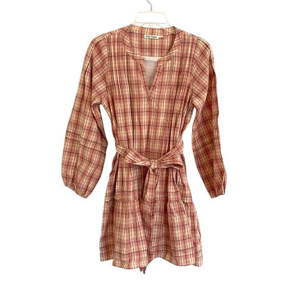 Roberta Roller Rabbit Pink Plaid Cotton Ruffle Dress Tuckernuck Style X-Small - Picture 1 of 9